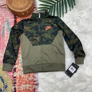NEW Nike Green Brown Camo Camoflage Full Zip Up Sweatshirt Boys XS / 4 Sporty